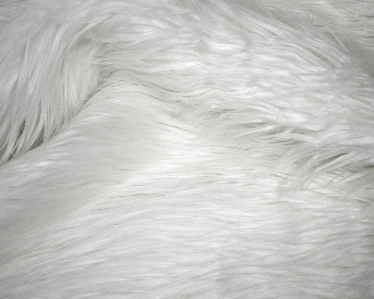 Ivory White Long Pile Off-cut: 46cm x 150 cm