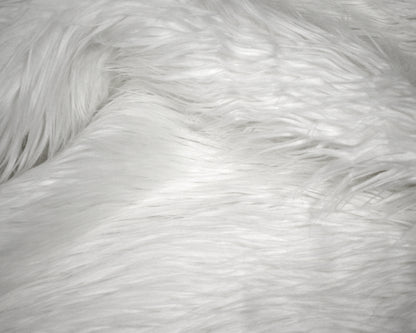 Ivory White Long Pile Off-cut: 46cm x 150 cm