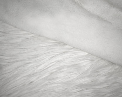 Ivory White Long Pile Off-cut: 46cm x 150 cm