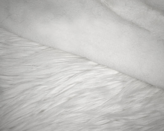 Ivory White Long Pile Off-cut: 46cm x 150 cm