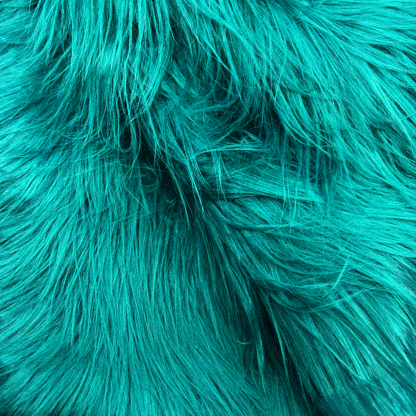 Teal Long Pile Off-cut: 46cm x 150 cm